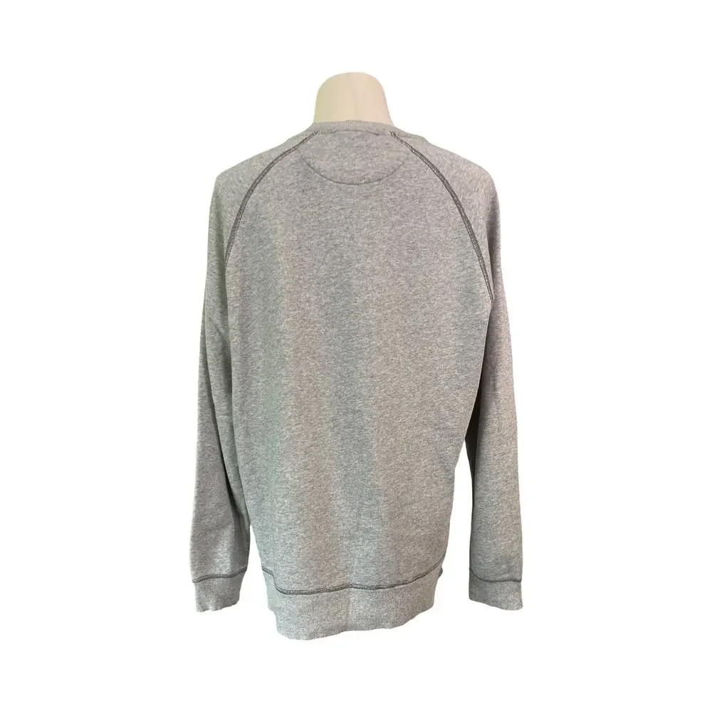 True Religion Gray Crewneck Sweatshirt Logo Raglan Zip Side Men’s Large